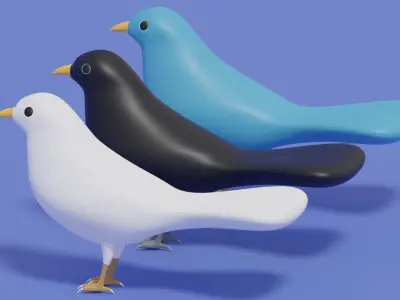Cartoon Cute Bird 3D model get