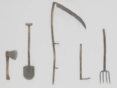 Medieval Village Pack Garden Tools Nanite-ready Low-poly 3D model