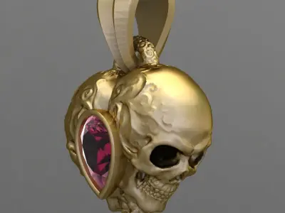 Antique Pink Pear Skull Pandent 3D print model