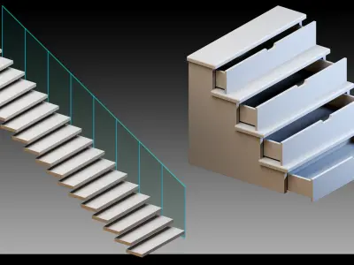 50 Stairs- Vol 03- Kitbash- High detail 3d models 3D model