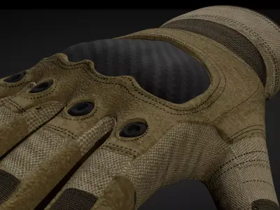 Tactical Military Gloves 2 Low-poly 3D model