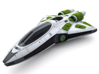Realistic Overgrown Sci Fi Spaceship 3D Model Low-poly 3D model