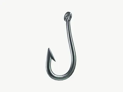 Fishing hook Low-poly 3D model order
