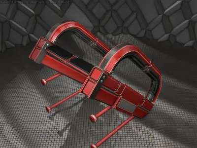 Sci-Fi Stairs - 9 - Red Version Low-poly 3D model
