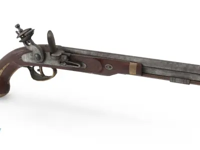 Harpers Ferry Flintlock Pistol Low-poly 3D model