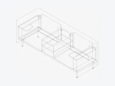 Sofa - Contemporary - Flame - Medium - Central Shelf Work Shelf Low-poly 3D model buy
