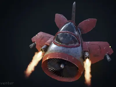 Stylized WAR PLANE for games and animation Low-poly 3D model