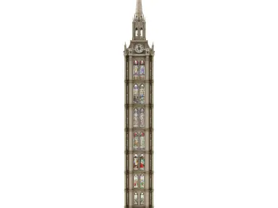 Old Clock Gothic Tower 3D model