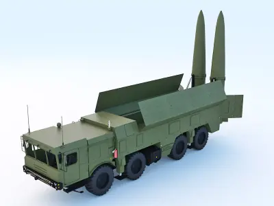 Iskander M military truck with missiles 3D model