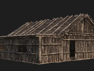 Old Wooden House 4K Textures GameReady 147 Low-poly 3D model