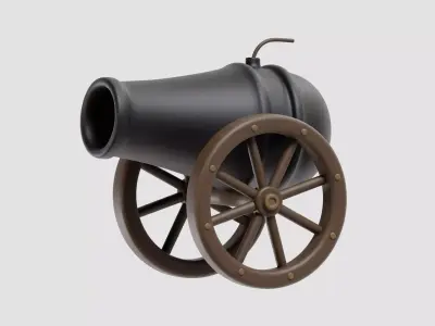Cannon cartoon Low-poly 3D model