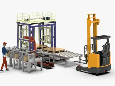 Automatic Cartons Packaging and Palletizing Machine 3D model