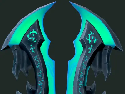 Dual Runic Sword - Game Ready - Low-poly 3D model