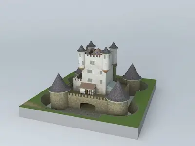 Fortress castle on field Free 3D model