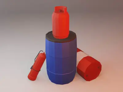 Industry Low-poly props pack model Low-poly 3D model purchase