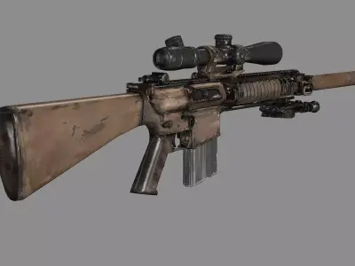 KAC M110k1 Sniper Rifle Remington R11 Low-poly 3D Model Low-poly 3D model