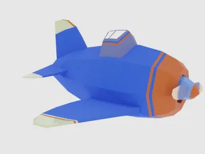 Low poly Airplane toy with propellers Low-poly 3D model