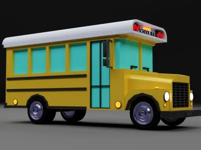School bus Low-poly 3D model