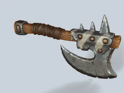 Stylized orc barbarian battle axe Low-poly 3D model