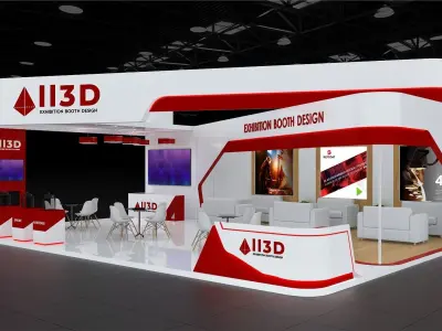 Exhibition Stand Stall Three Side Open 8X10 3D model