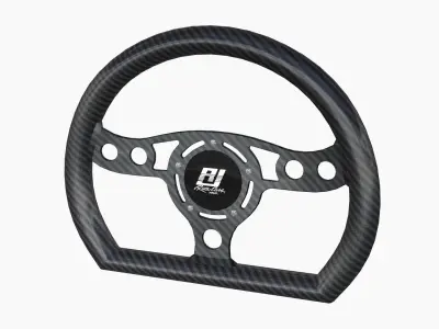 RJ Max Lightweight D-Shape steering wheel Low-poly 3D model