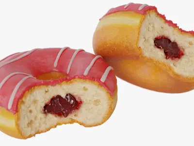  Realistic Strawberry Glazed Donut 