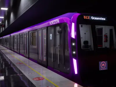 Subway Train Royal Purple Low-poly 3D model