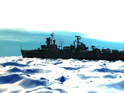 Destroyer Warship on the Sea 3D model