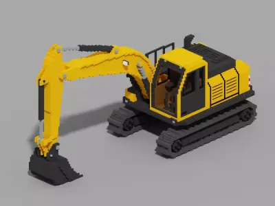 Voxel Excavator Low-poly 3D model