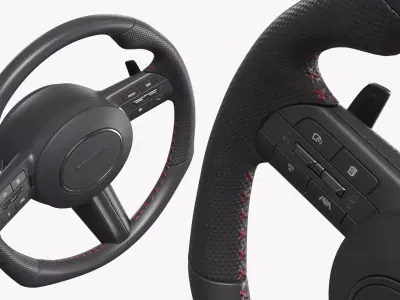 Car Steering Wheel With Control Buttons 3D model
