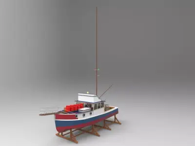 Building Fishing Vessel Low-poly 3D model