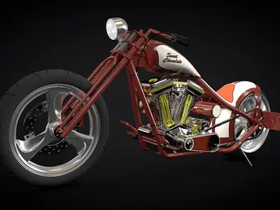 Custom red chopper - High-Poly Resolution 3D model