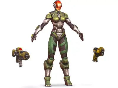 Cartoon Sci-Fi Cyborg Drone Trooper Soldier Low-poly 3D model get