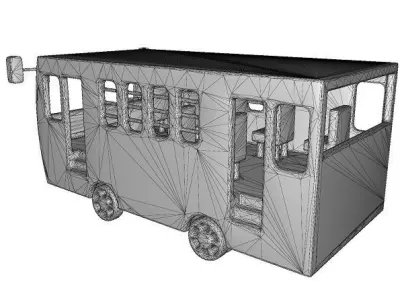 Wooden Bus Toy Low-poly 3D model
