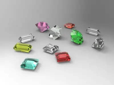 Diamonds different colored crystals Free 3D model