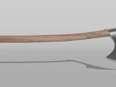 Francisca axe with wooden handle Low-poly 3D model