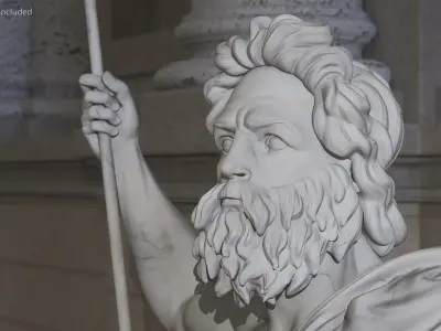 Poseidon Greek God Statue Marble 3D model