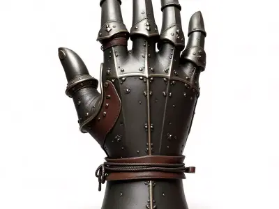 Medieval Armor Gauntlet 3D Model - Battle-Worn Steel Low-poly 3D model