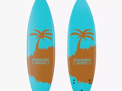 Surfboard 2 with palm tree 3D model