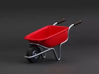 Construction Wheelbarrow Low-poly 3D model purchase