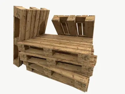 Pallet type asia 3 types of textures Low-poly 3D model