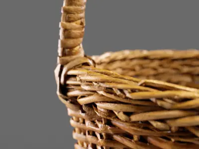Wooden Wicker Basket 3D model