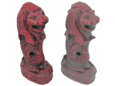 Merlion Figurine - High and Low Poly versions Low-poly 3D model