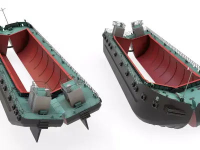 Split Hopper Barge 3D model