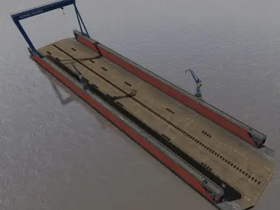 Shipyard floating dock low-poly 3d model Low-poly 3D model