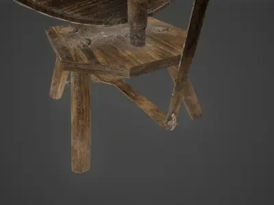 Historical Spinning Wheel Low-poly 3D model