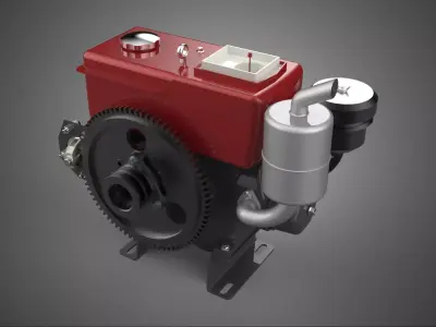 COMPACT DIESEL ENGINE AUTO ELECTRIC SELF STARTER MOTOR FLYWHEEL 3D model