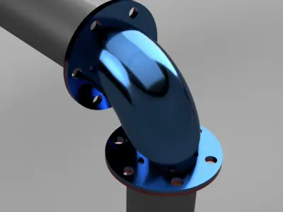 Industrial Pipe System with Flanged Connections 3D print model