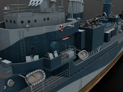 Destroyer Ship 3D Model  Low-poly 3D model