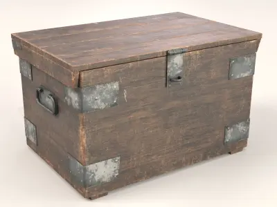 Wooden chest Low-poly 3D model buy